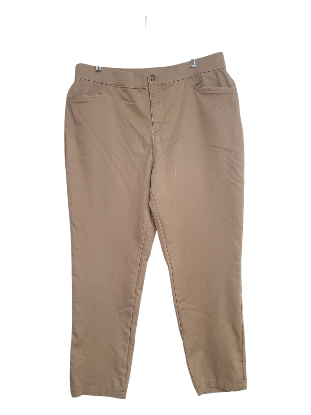 Intro Love The Fit Tummy Control Tan Stretch Ankle Pants Size 16 Khaki Casual